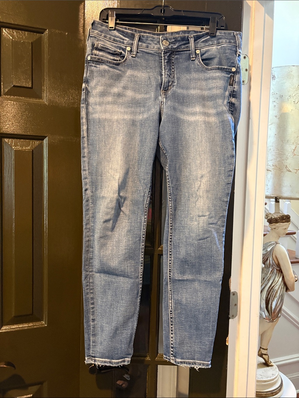Silver Jeans Light Blue Skinny Cropped Ankle Jeans for Women